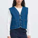Load image into Gallery viewer, Ichi Denim Tie Front Waistcoat
