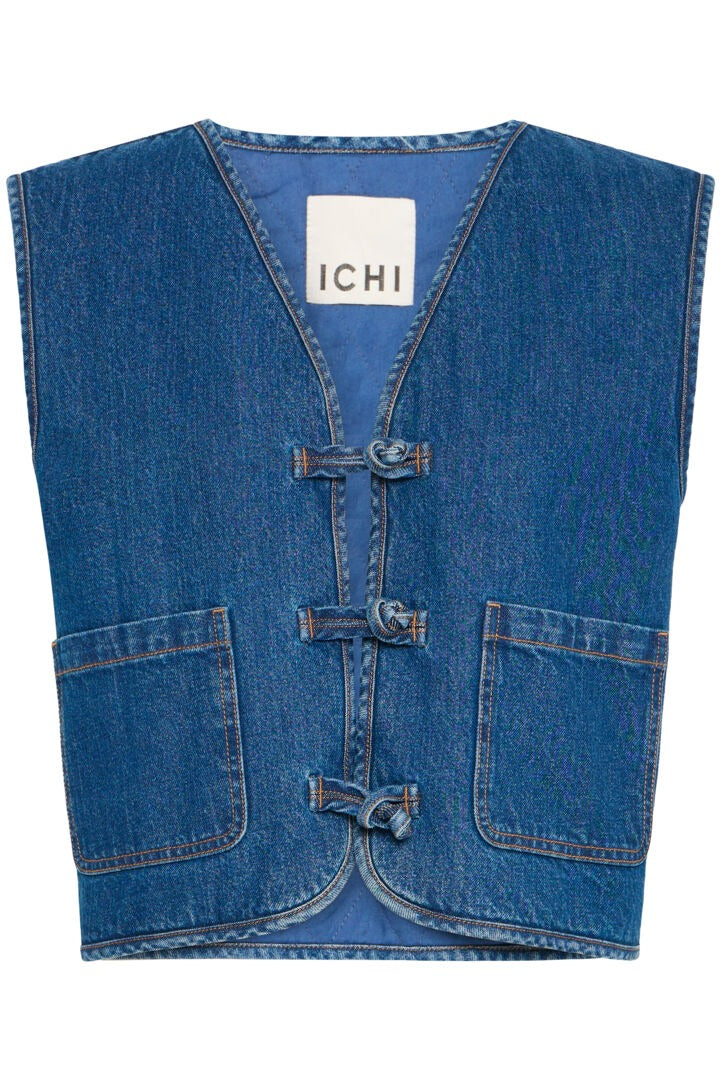 Ichi Denim Tie Front Waistcoat
