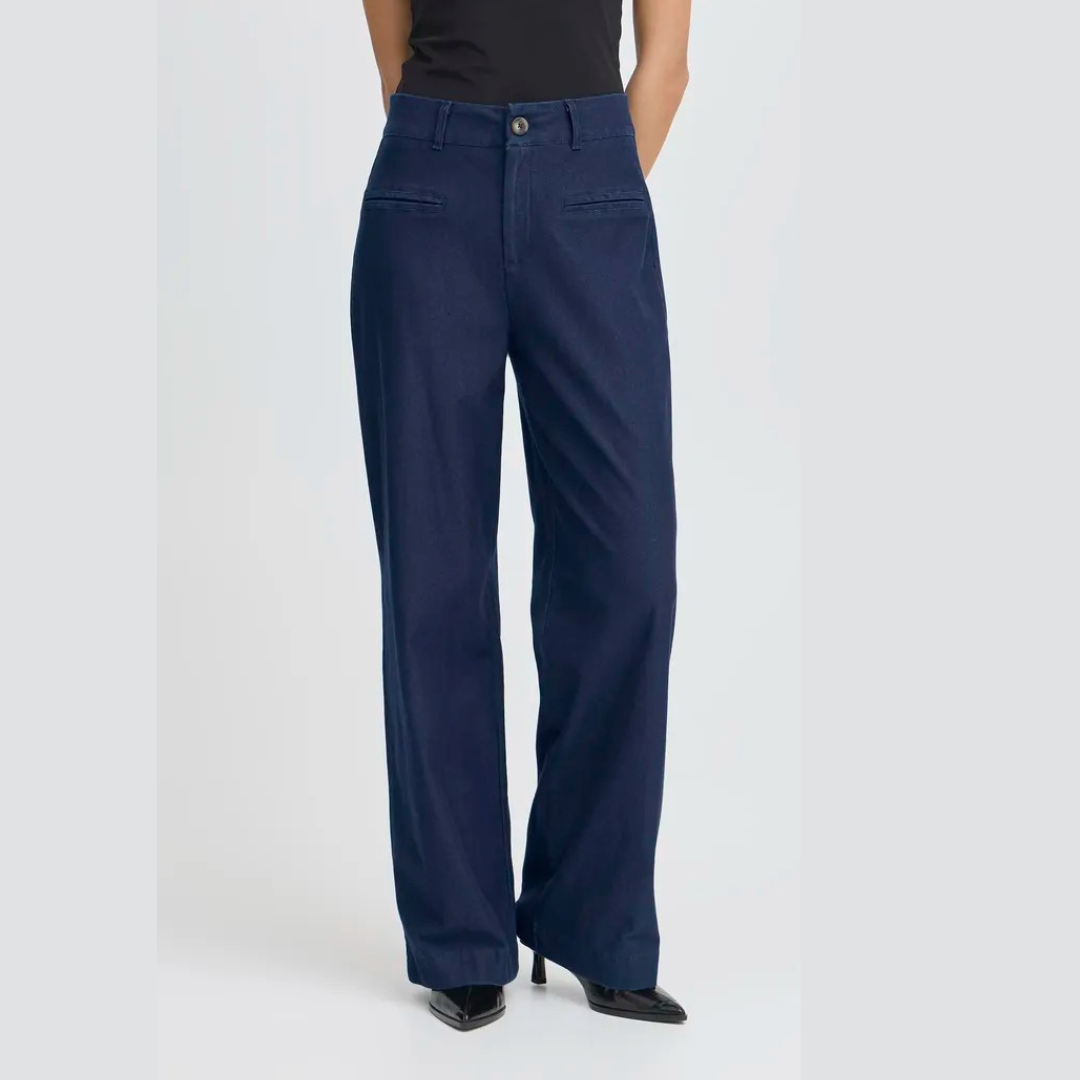 Ichi Kate Denim Wide Leg Trousers