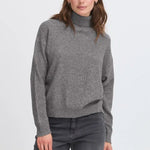 Load image into Gallery viewer, Ichi Ribbed Turtleneck Knit Jumper
