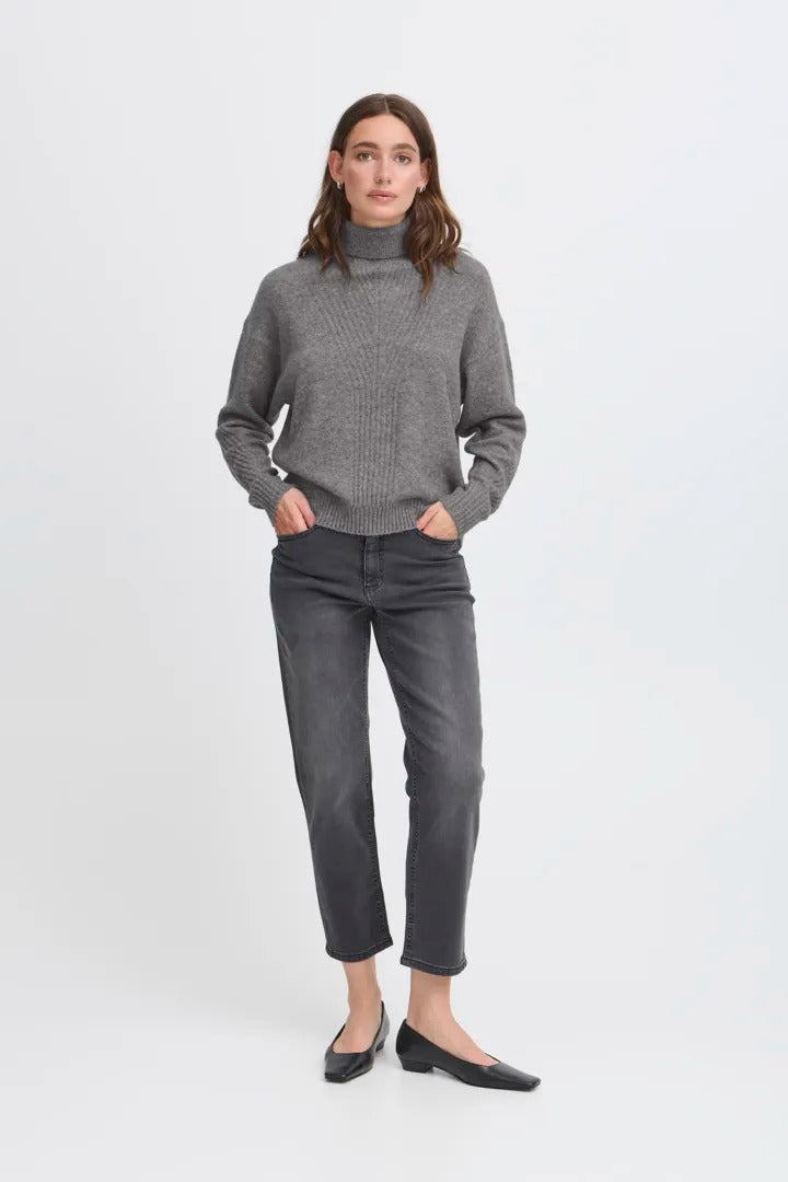 Ichi Ribbed Turtleneck Knit Jumper