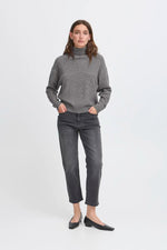 Load image into Gallery viewer, Ichi Ribbed Turtleneck Knit Jumper
