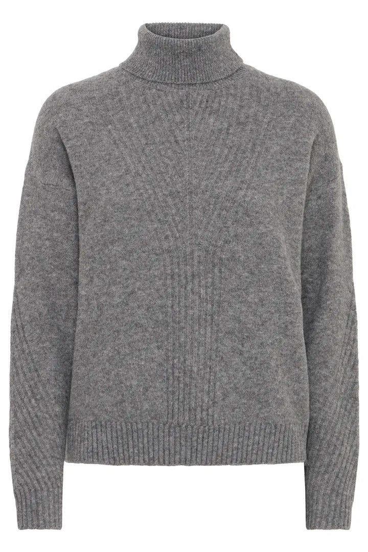 Ichi Ribbed Turtleneck Knit Jumper