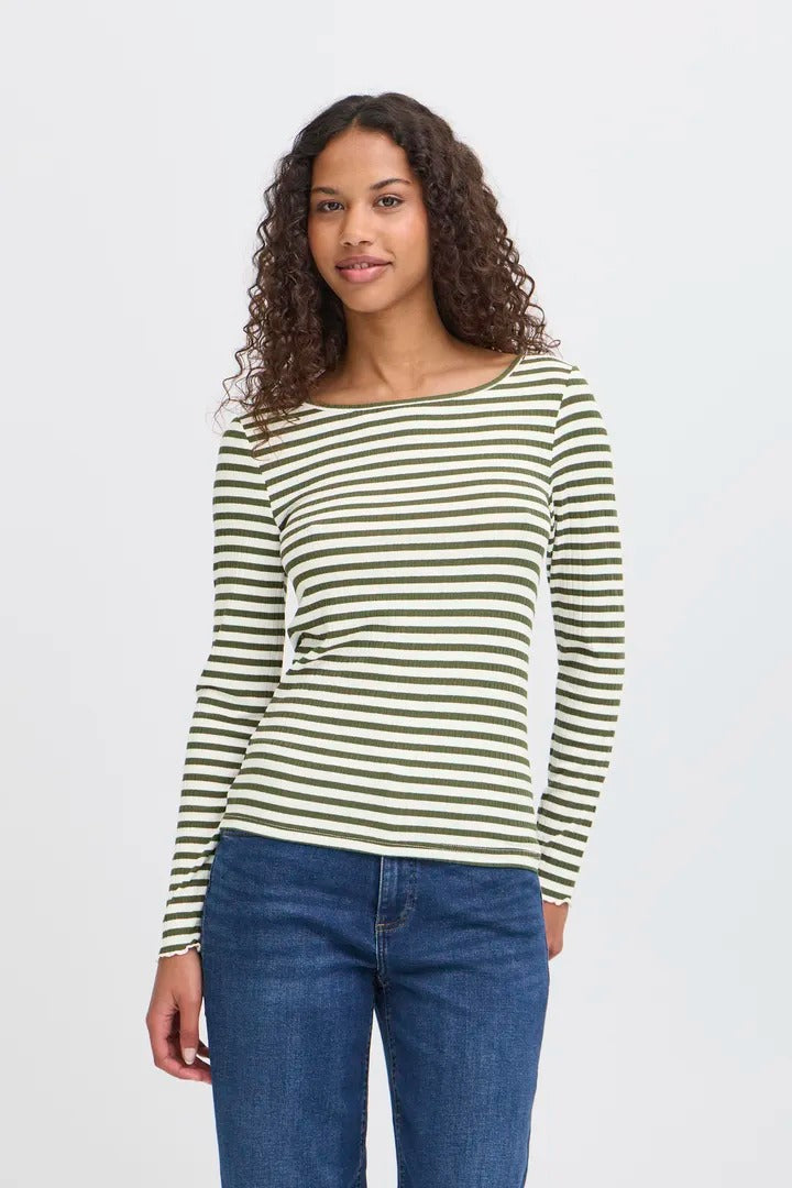 Ichi Ribbed Long Sleeve Top