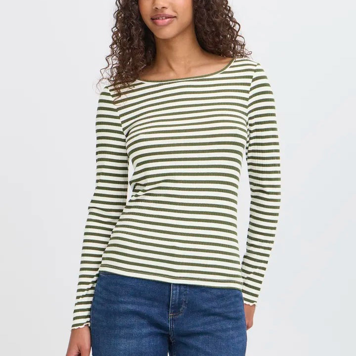 Ichi Ribbed Long Sleeve Top