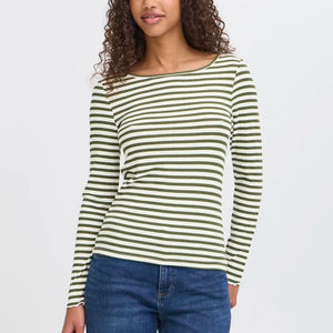 Ichi Ribbed Long Sleeve Top