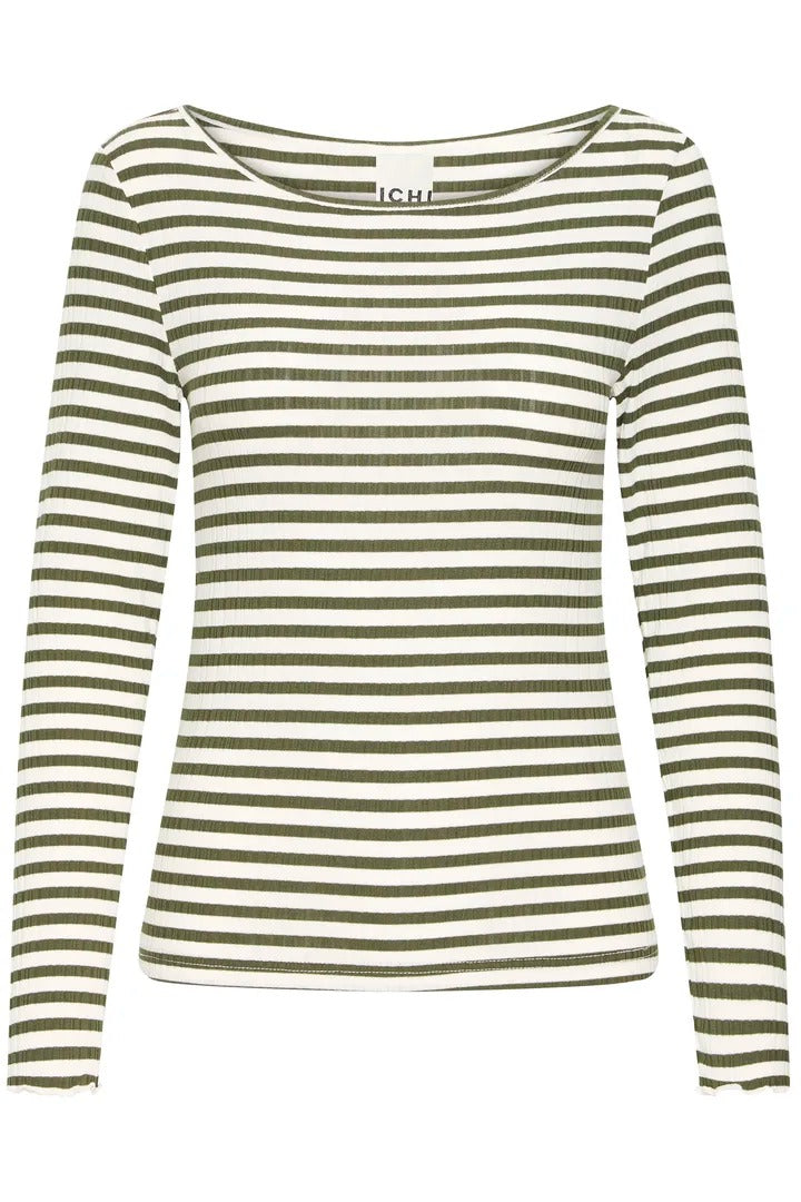 Ichi Ribbed Long Sleeve Top