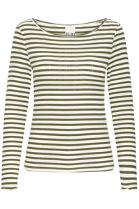 Ichi Ribbed Long Sleeve Top
