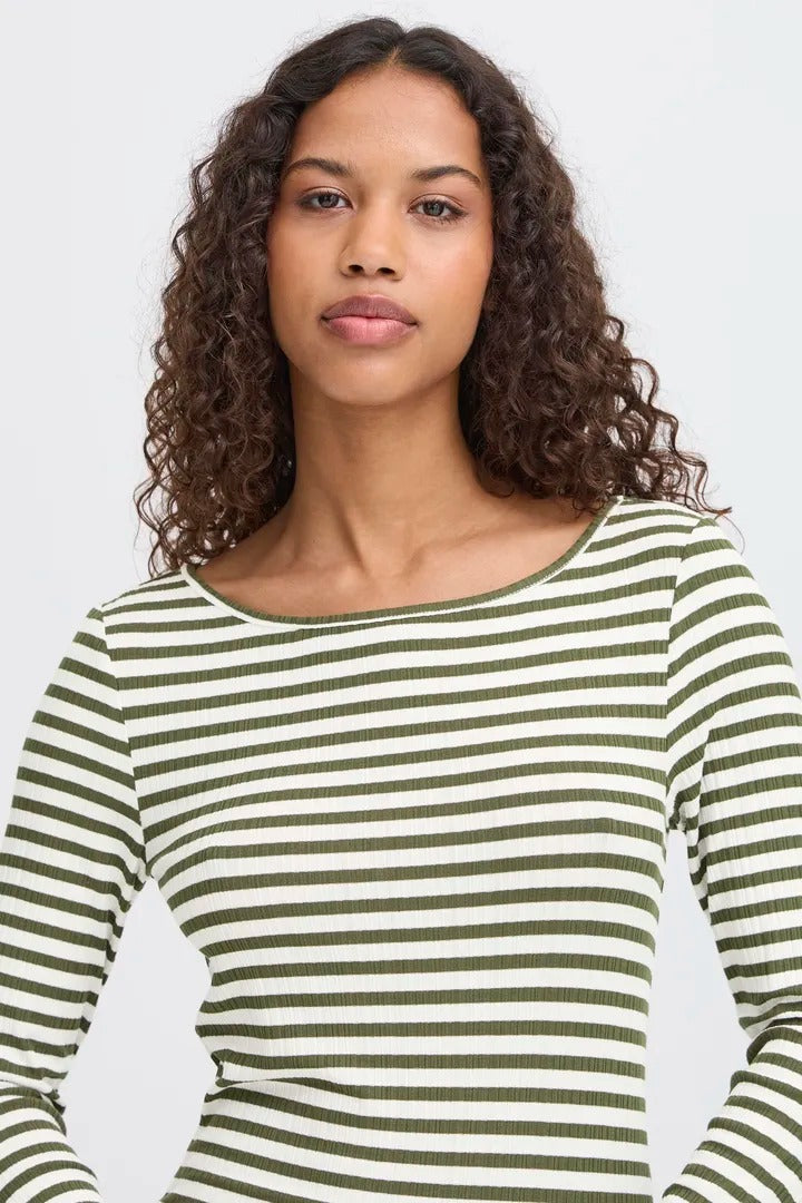 Ichi Ribbed Long Sleeve Top