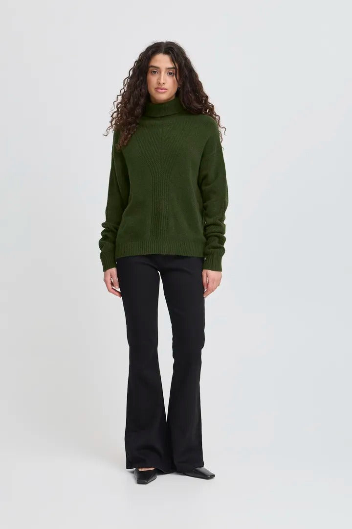 Ichi Ribbed Turtleneck Knit Jumper