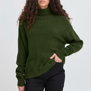 Ichi Ribbed Turtleneck Knit Jumper
