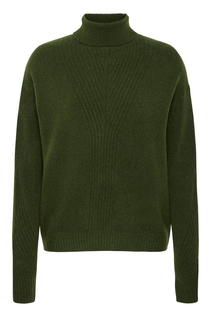 Ichi Ribbed Turtleneck Knit Jumper