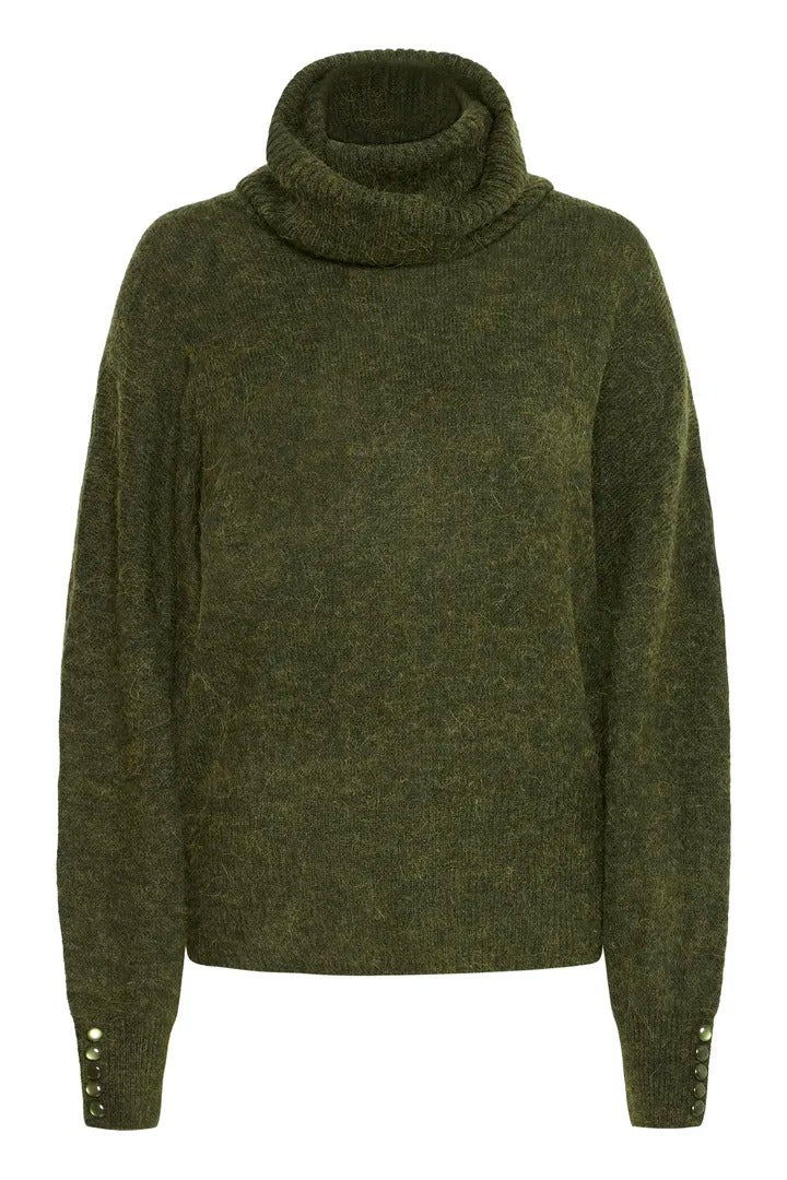 Ichi Rolled Turtleneck Ribbed Jumper
