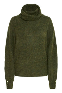 Ichi Rolled Turtleneck Ribbed Jumper