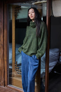 Ichi Rolled Turtleneck Ribbed Jumper