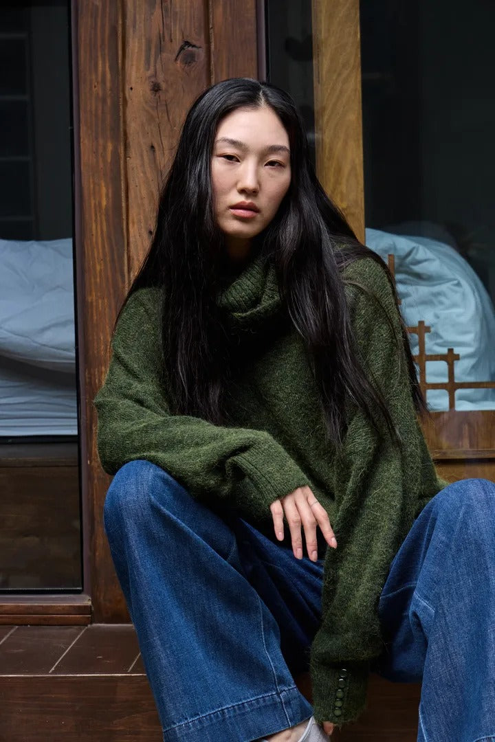 Ichi Rolled Turtleneck Ribbed Jumper