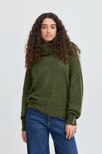 Load image into Gallery viewer, Ichi Rolled Turtleneck Ribbed Jumper
