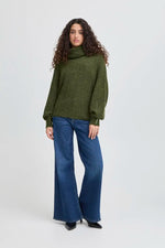 Load image into Gallery viewer, Ichi Rolled Turtleneck Ribbed Jumper
