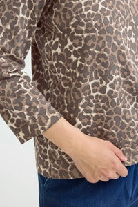 Pulz Leopard Print Long Sleeve Top