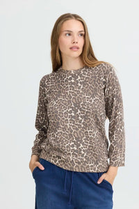 Pulz Leopard Print Long Sleeve Top