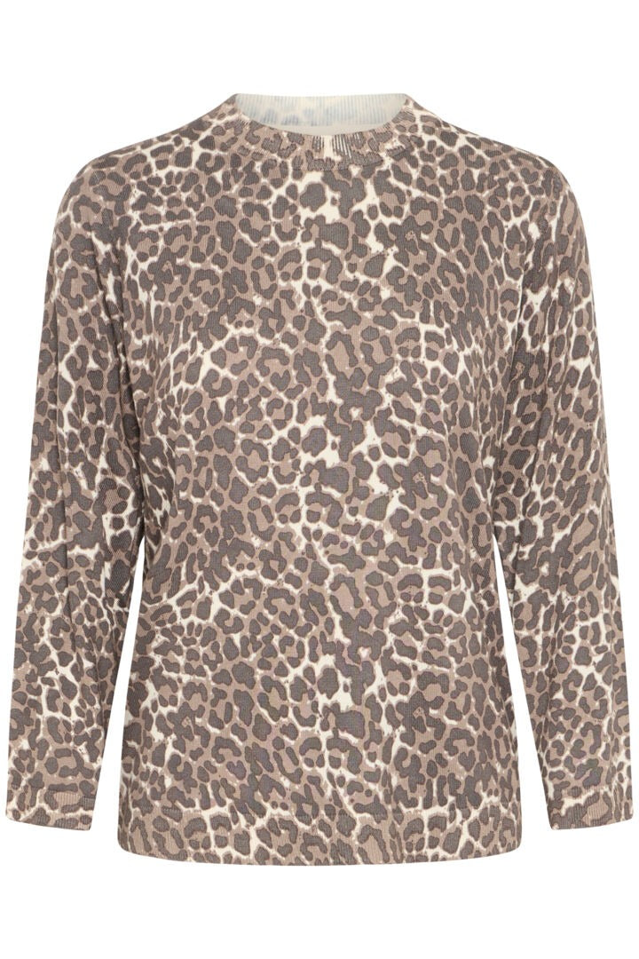 Pulz Leopard Print Long Sleeve Top