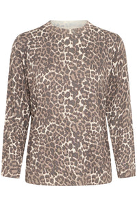 Pulz Leopard Print Long Sleeve Top