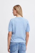 Load image into Gallery viewer, ICHI Short Sleeve Knitted Tee - Della Robbia Blue
