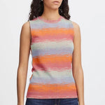 Load image into Gallery viewer, ICHI Ribbed Sleeveless Tank Top - Fading Stripe
