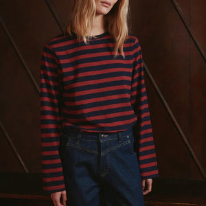 Pulz Boxy Stripe Long Sleeve T-shirt
