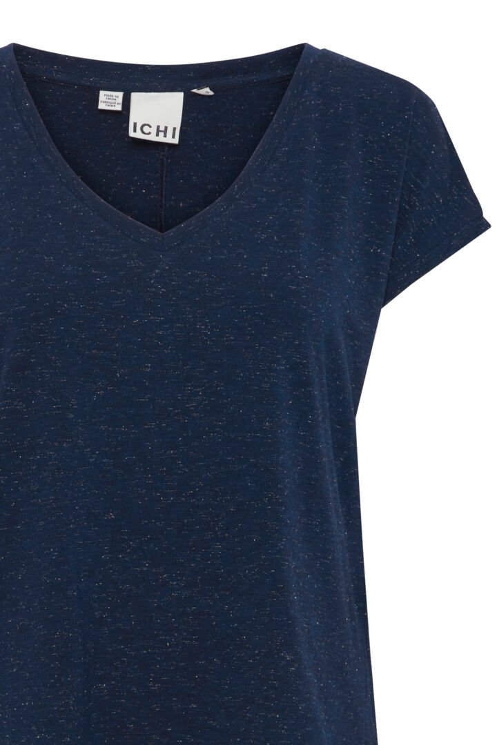 ICHI Relaxed Glitter Thread T-Shirt - Total Eclipse