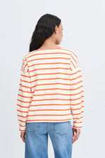 Load image into Gallery viewer, Ichi Stripe Buttoned Shoulder Sweatshirt
