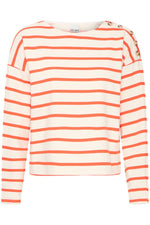 Load image into Gallery viewer, Ichi Stripe Buttoned Shoulder Sweatshirt
