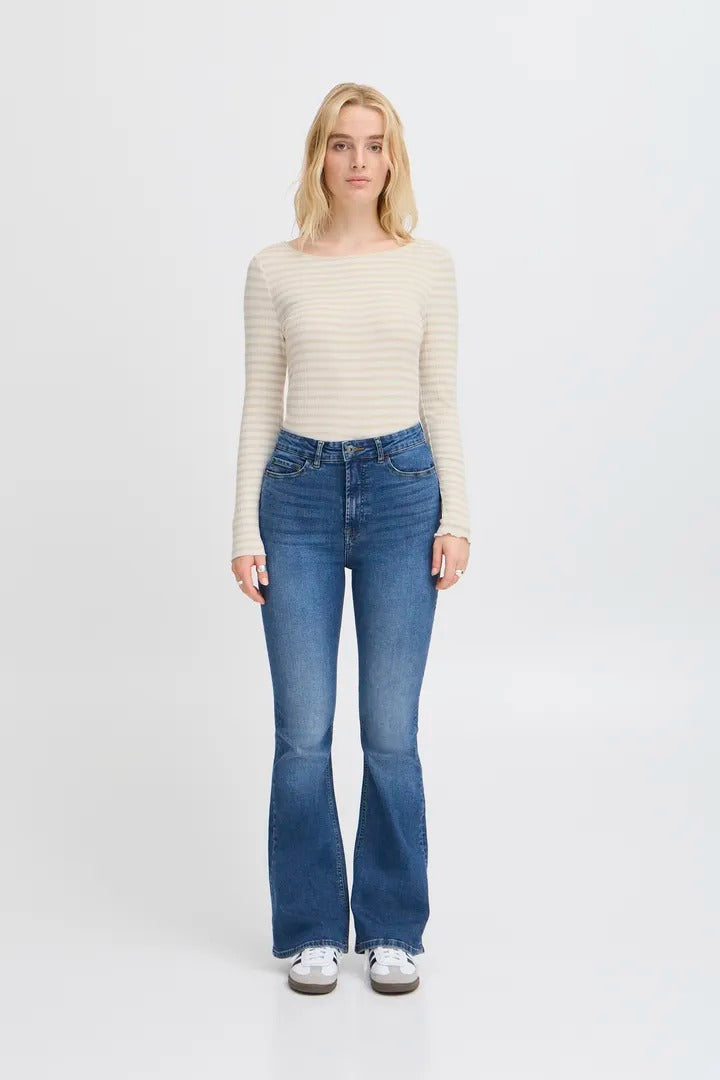 Ichi Ribbed Long Sleeve Top