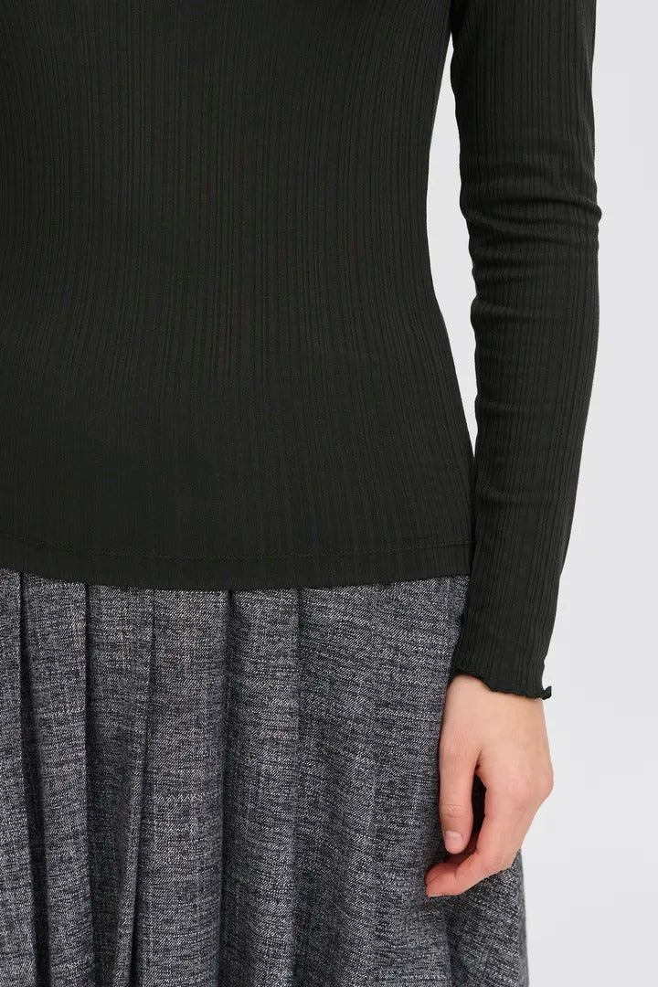 Ichi Ribbed Long Sleeve Top