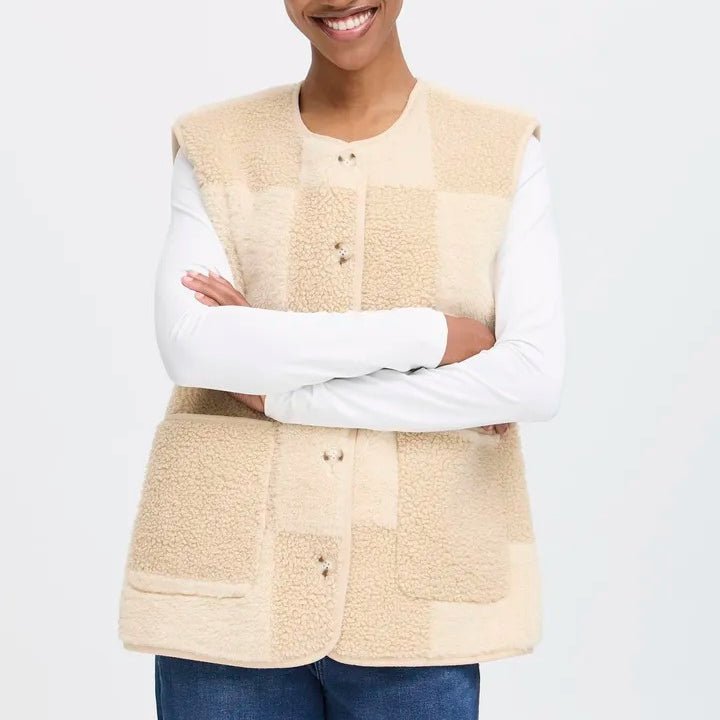 Ichi Check Fleece Gilet