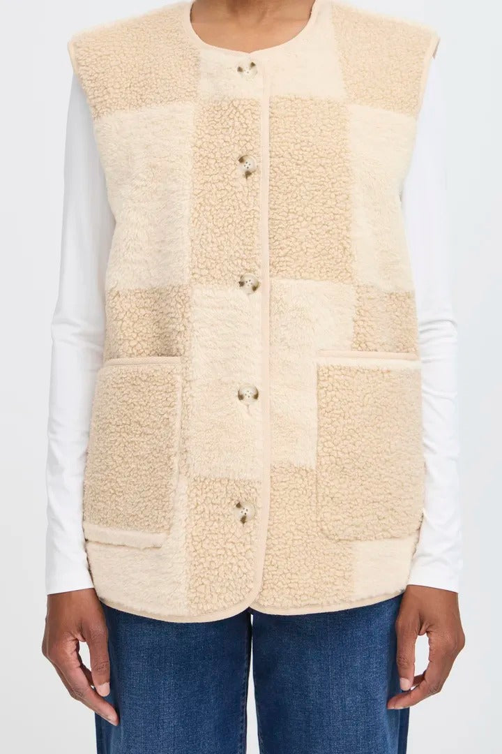Ichi Check Fleece Gilet