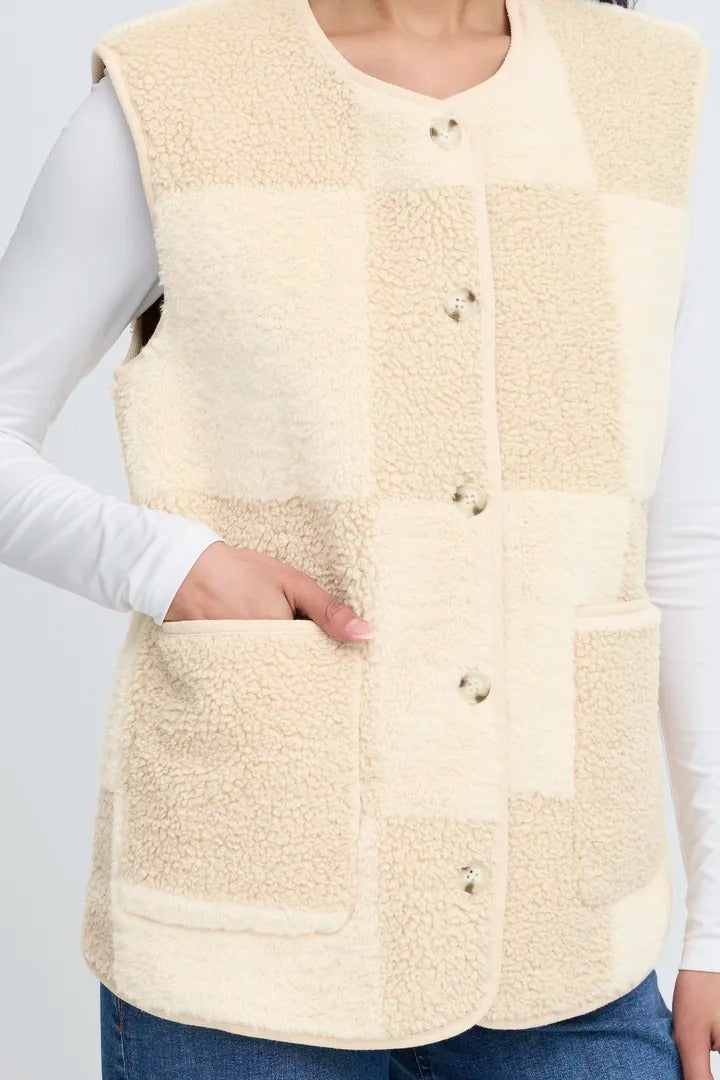 Ichi Check Fleece Gilet