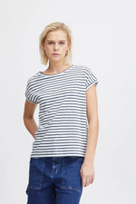 Load image into Gallery viewer, ICHI Relaxed Stripe T-Shirt - Total Eclipse Stripe
