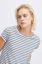 Load image into Gallery viewer, ICHI Relaxed Stripe T-Shirt - Total Eclipse Stripe
