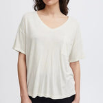 Load image into Gallery viewer, ICHI Linen Blend Pocket T-Shirt - Sandshell Melange

