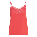 Load image into Gallery viewer, ICHI Lace Trim Cami - Hot Coral
