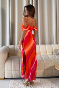 Julia Sunset Orange Midi Dress