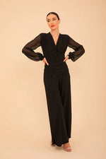 Load image into Gallery viewer, Uranium Jumpsuit with Chiffon Sleeve - Black
