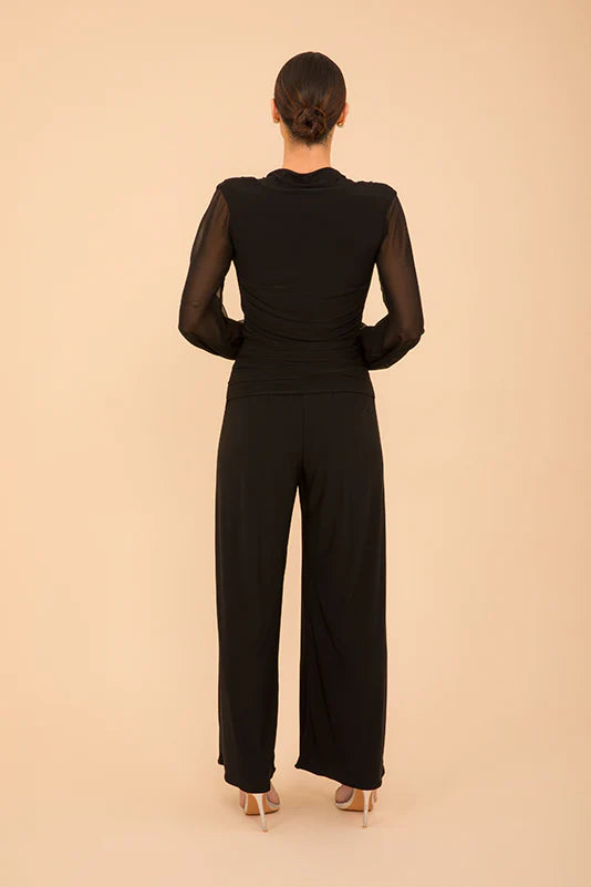 Uranium Jumpsuit with Chiffon Sleeve - Black