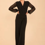 Load image into Gallery viewer, Uranium Jumpsuit with Chiffon Sleeve - Black
