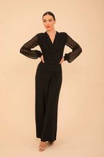 Load image into Gallery viewer, Uranium Jumpsuit with Chiffon Sleeve - Black
