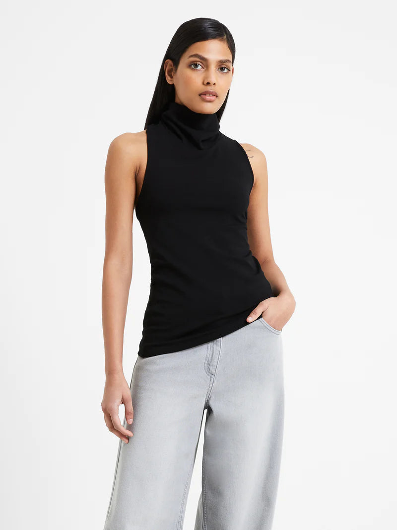 French Connection Viscose High Neck Top - Blackout