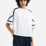 Load image into Gallery viewer, Demi Crepe Recycled Light Embroidered Top - Winter White
