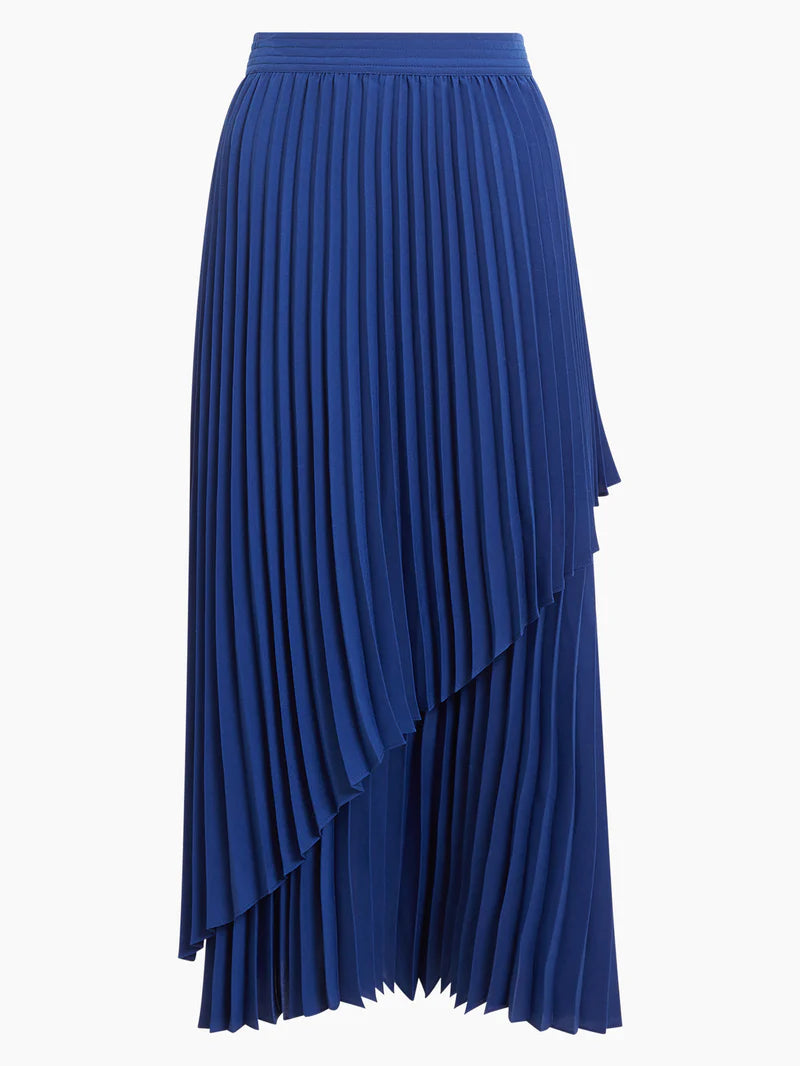 French Connection Pleated Tiered Midi Skirt - Blue Depths