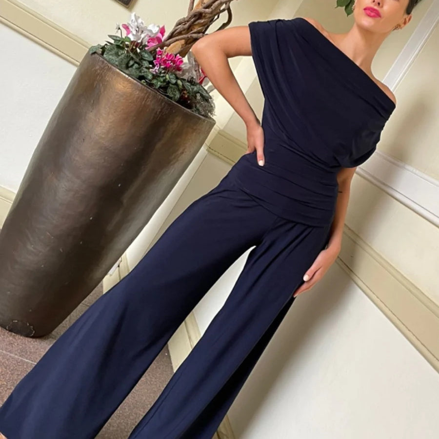 ATOM LABEL Carbon Jersey Jumpsuit - Navy